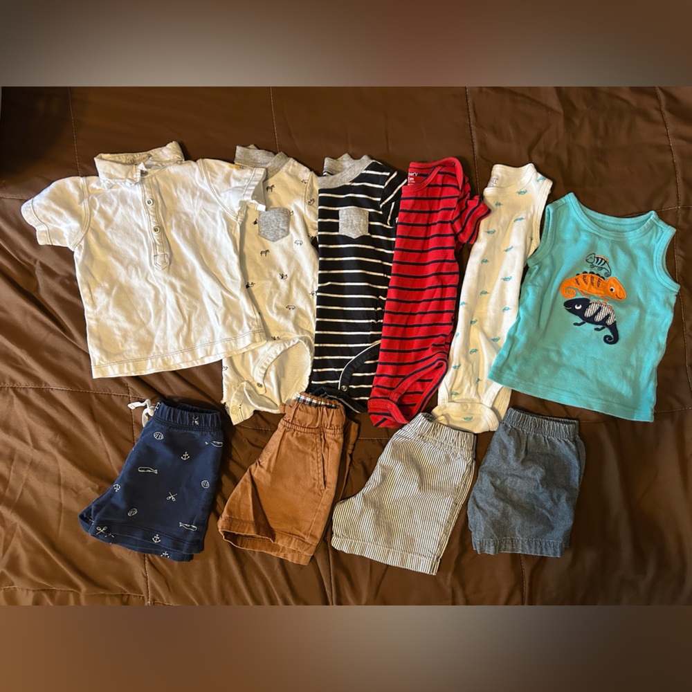 Baby boy 12 month summer bundle. 10 pieces